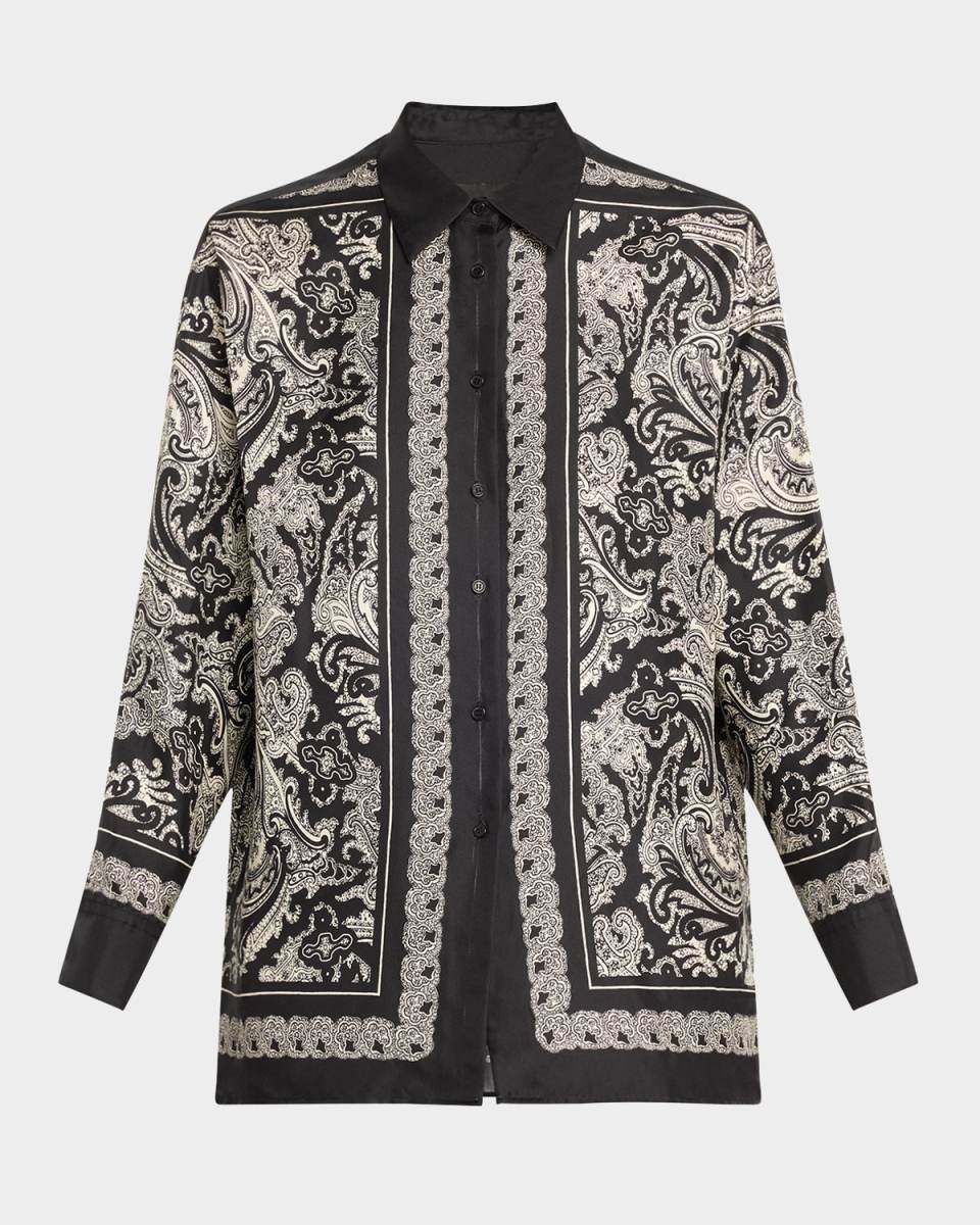 Alfie Paisley Printed Silk Blouse